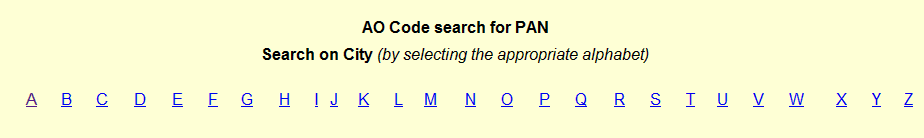 AO Code Search for New PAN Card Application